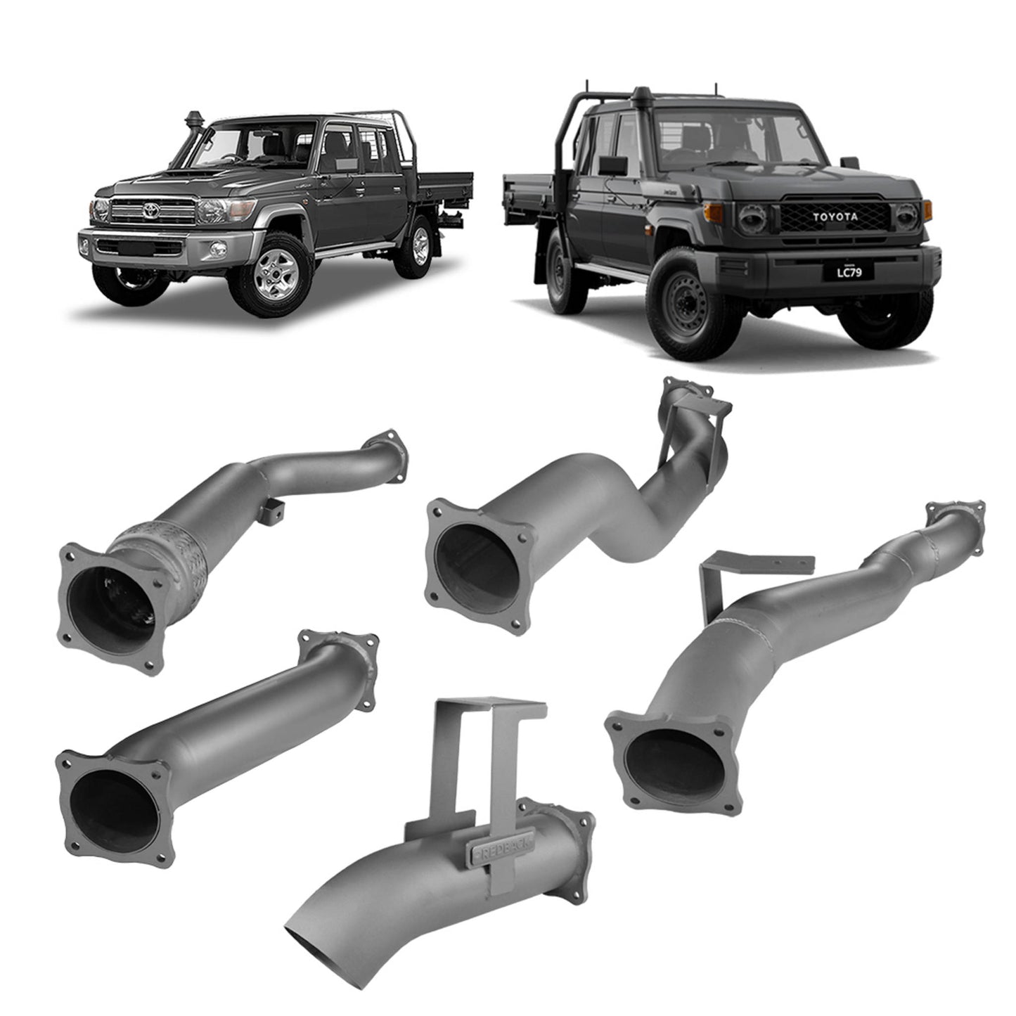 Redback Extreme Duty 4" Turbo Back Exhaust with Muffler Delete for Toyota Landcruiser 79 Series Dual Cab (2012 - on)