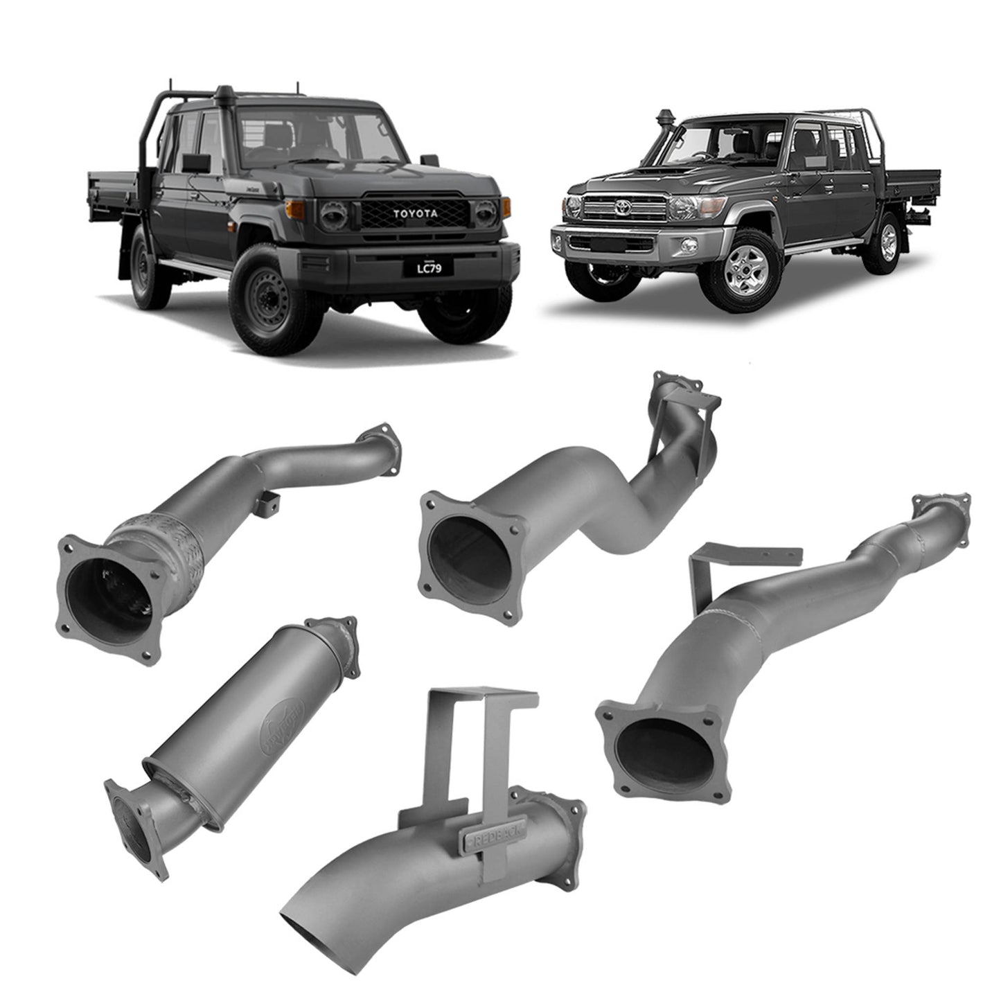 Redback Extreme Duty 4" Turbo Back Exhaust with Resonator for Toyota Landcruiser 79 Series