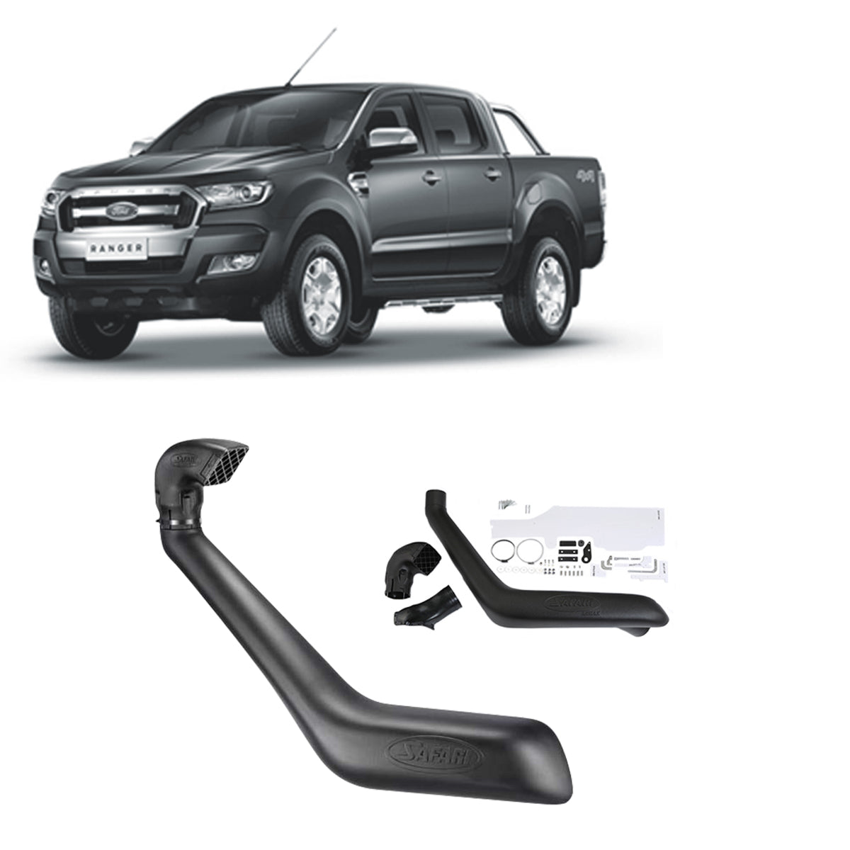 Safari V-Spec Snorkel for Ford Ranger PX2 & PX3/MKIII 2.0L(2019 Facelift), Everest All Engines (07/2015 - 05/2022) - SS984HF