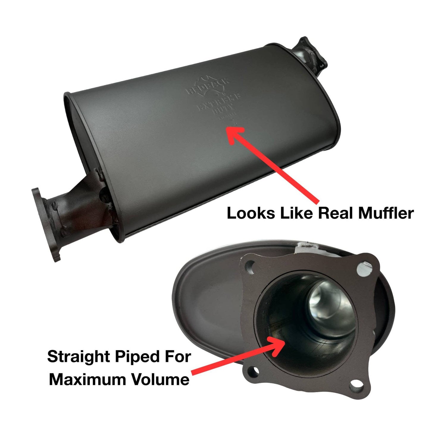 Redback Extreme Duty Straight Piped Muffler (Offset/Offset, 5” Round)