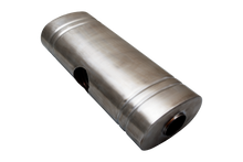 409 Stainless Oval Muffler 8"x 5"x 20" East West 2.5" Centre Inlet Dual 2.25" Outlet