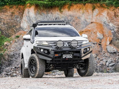 PIAK Elite Non Loop Bull Bar (Black Recovery Points & Bash Plate) to suit Mitsubishi Pajero Sport QF (11-2019 to 3-2024) - PKEBMIP20BB
