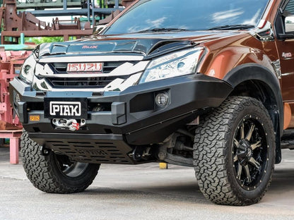 PIAK Elite Non Loop Bull Bar (Black Recovery Points & Bash Plate) to suit Isuzu MU-X (11-2013 to 10-2016) - PKEBISM13BB