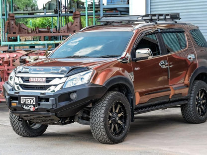 PIAK Elite Non Loop Bull Bar (Black Recovery Points & Bash Plate) to suit Isuzu MU-X (11-2013 to 10-2016) - PKEBISM13BB