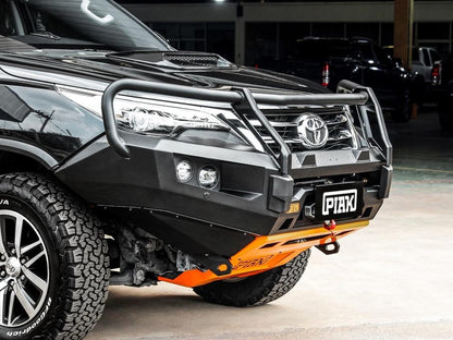 PIAK Elite Non Loop Bull Bar (Black Recovery Points & Orange Bash Plate) to suit Toyota Fortuner (8-2015 to 5-2018) - PKEBTYF15BZ