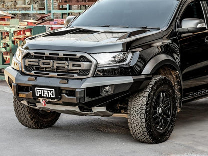 PIAK Elite Non Loop Bull Bar with Black Protection Plate to suit Ford Ranger Raptor PX MKIII (7-2018 to 3-2022) - PKEBFDX18BB