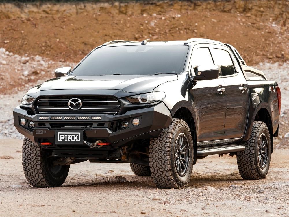 PIAK Genesis Non Loop Bull Bar (Black Recovery Points & Bash Plate) to suit Mazda BT-50 (7-2020 to 12-2024) - PKGB90MAB20BB