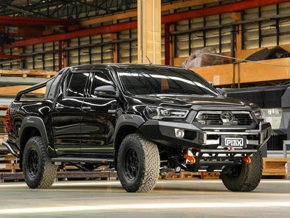 PIAK Elite Non Loop Bull Bar (Orange Recovery Points & Black Bash Plate) to suit Toyota HiLux (5-2020 to 12-2023) - PKEBTYH20ZB